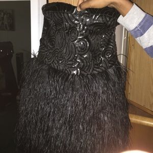 Bebe Sequined Dress with feathers XL Worn once